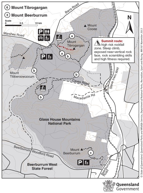 Glass House Mountains walking track information and maps